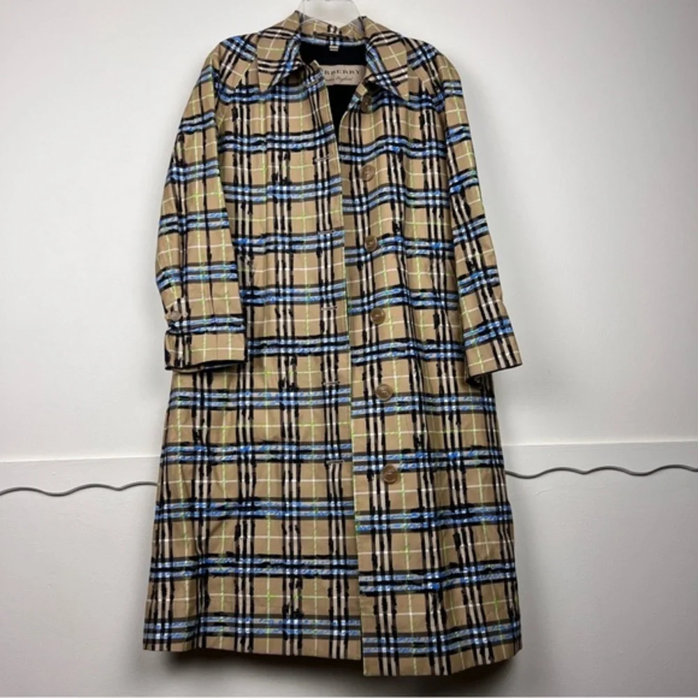 Burberry Calderbrook Scribble Printed Nova Check Long Car Coat Trench - Picture 3 of 13